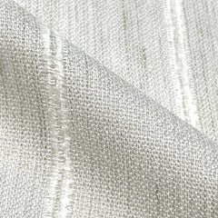 Stripe Embroidery Blend Linen Fabric By The Yard, White, Ecru, Curtain, Drapery, Table Top, 118" Width/CL1060