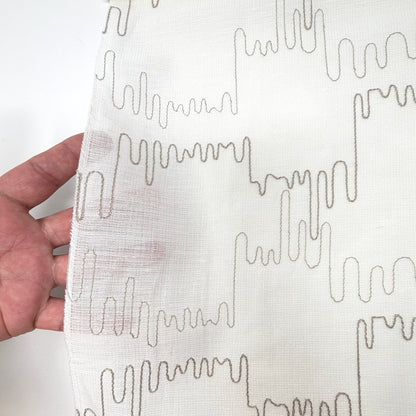 Modern Abstract Line Embroidered Blend Linen Fabric By The Yard, 58"Width, CL1062