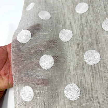 Circle Round Polka Dots Geometric Linen Fabric by the Yard, 54"Width, CL1072