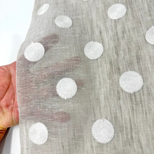 Circle Round Polka Dots Geometric Linen Fabric by the Yard, 54"Width, CL1072