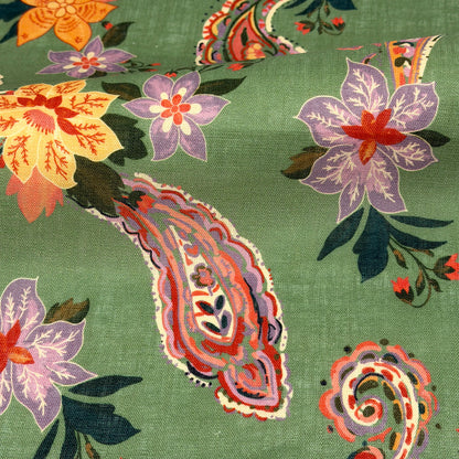 Paisley Floral Handkerchief Light Weight 100% Linen Fabric By The Yard, 57"Width, CL1107