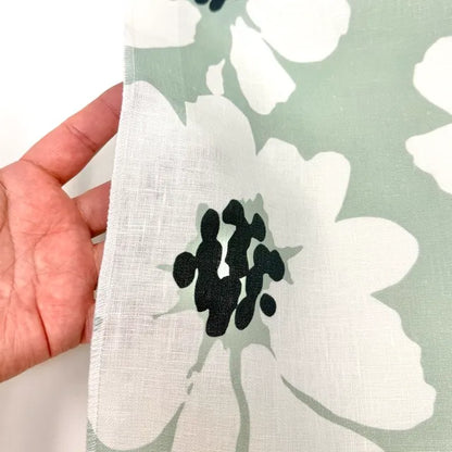 Mid-Century Modern Floral 100% Linen Fabric by the Yard, 57"Width, CL1175