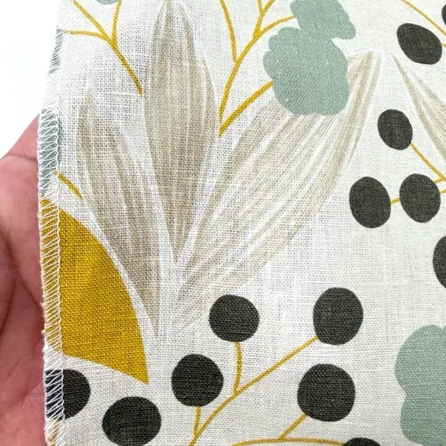 Retro Botanical Mid-Century Modern 100% Linen Fabric by the Yard, 57"Width, CL1176
