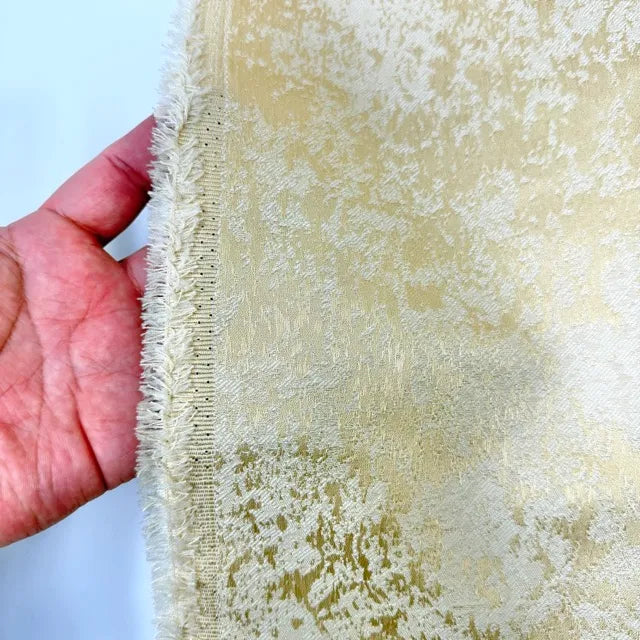 Gold Abstract Distressed Metallic Jacquard Flat Roman Shade | CL1189
