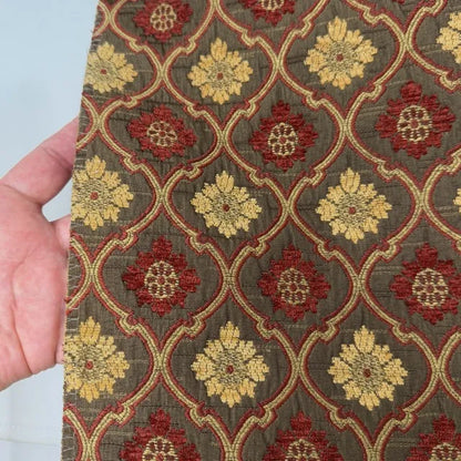 Classic Sage Green Ogee Medallion Jacquard Flat Roman Shade, CL1191