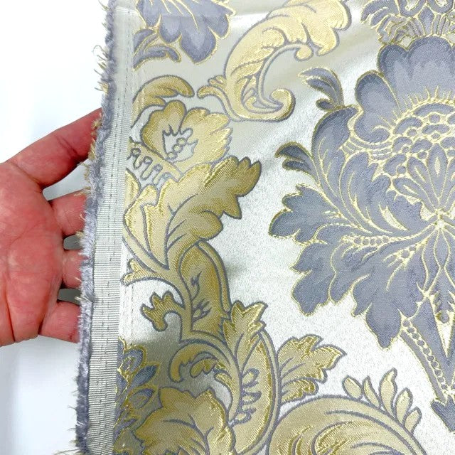 Luminous Floral Damask Jacquard Fabric Flat Roman Shade, CL1197