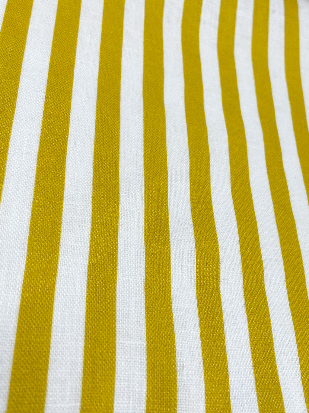 3/8" Narrow Stripe 100% Natural Linen Fabric By The Yard, Curtain, Drapery, Table Top, 57" Width/CL1102