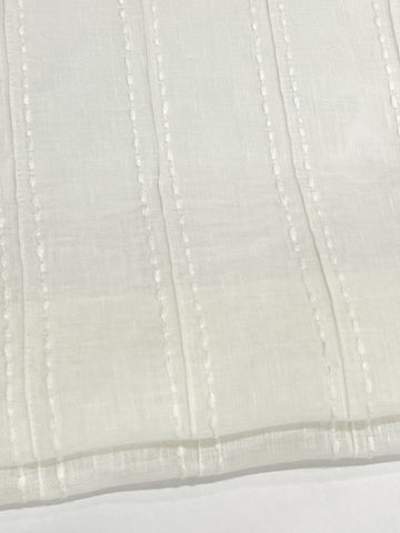 Embroidery Dot and Texture Stripe Blend sheer Linen Flat Roman Shade, Window treatment/CL1126