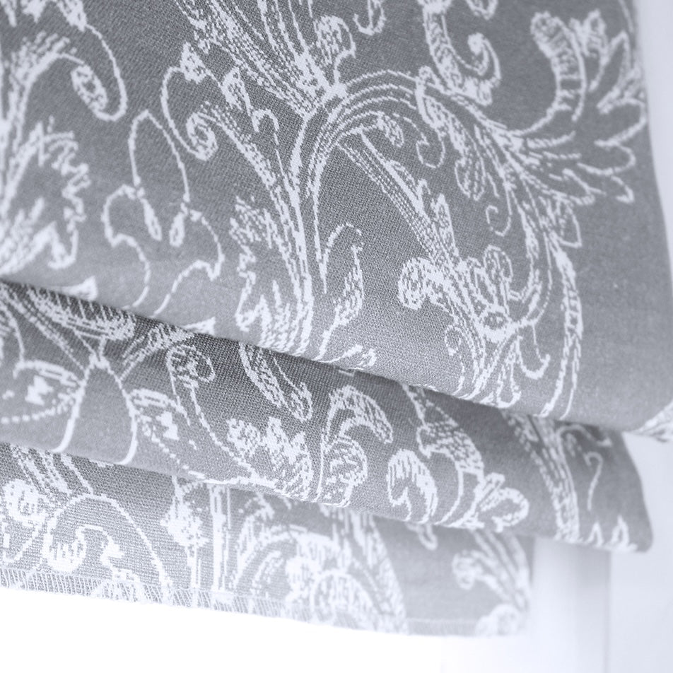 Floral Printed Damask Faux Linen Fabric Flat Roman Shade, CL1129