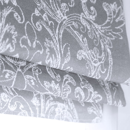 Floral Printed Damask Faux Linen Fabric Flat Roman Shade | CL1129