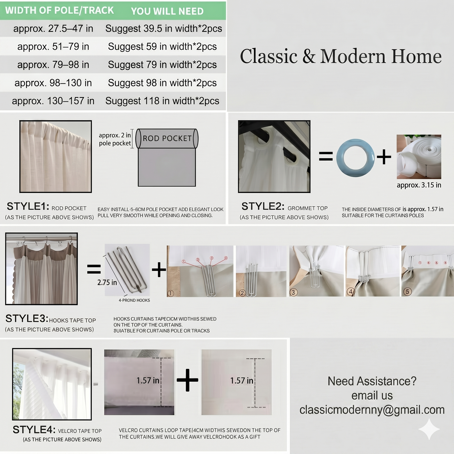 Modern Farmhouse Grey Linen-Textured Room Darkening Curtain, CD1003