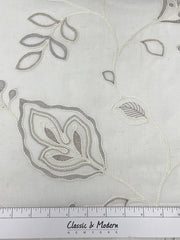 Embroidery Floral Ivory Linen Blend Flat Roman Shade/CL1011