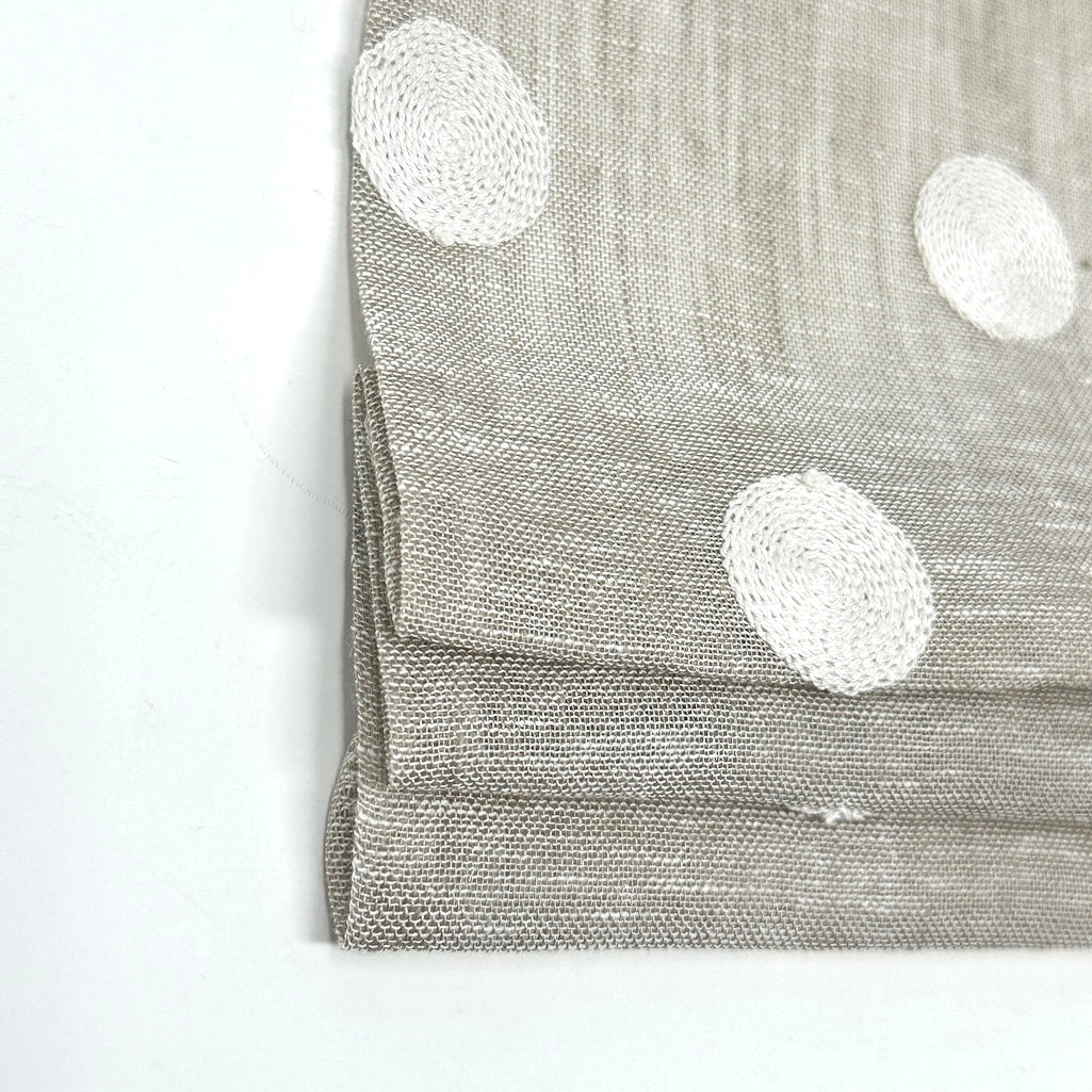 Circle Round Polka Dots Geometric Linen Fabric Flat Roman Shade, CL1072