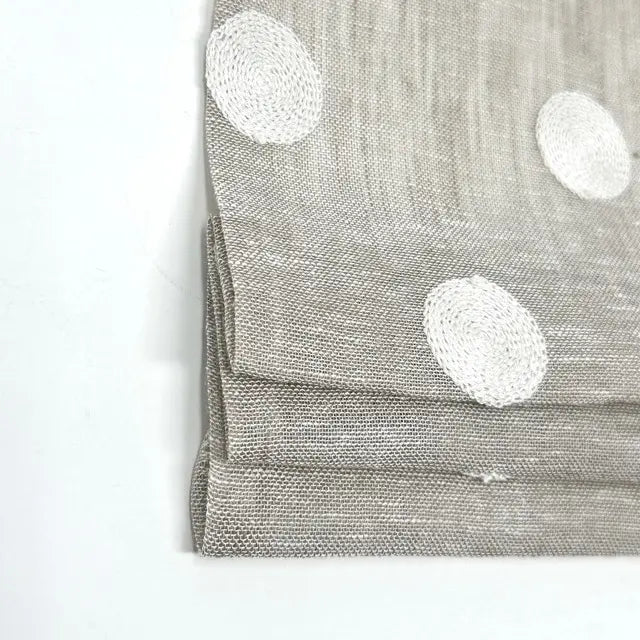Circle Round Polka Dots Geometric Linen Fabric Flat Roman Shade, CL1072