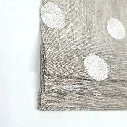 Circle Round Polka Dots Geometric Linen Fabric Flat Roman Shade, CL1072