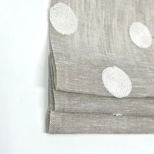 Circle Round Polka Dots Geometric Linen Fabric Flat Roman Shade | CL1072