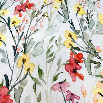 Water Color Floral Light Weight 100% Linen Relaxed Roman Shade, CL1117