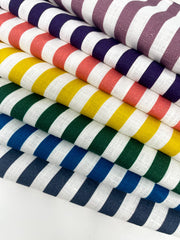 3/8" Narrow Thin Stripe 100% Natural Linen Flat Roman Shade / CL1102