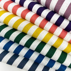 3/8" Narrow Thin Stripe 100% Natural Linen Flat Roman Shade / CL1102