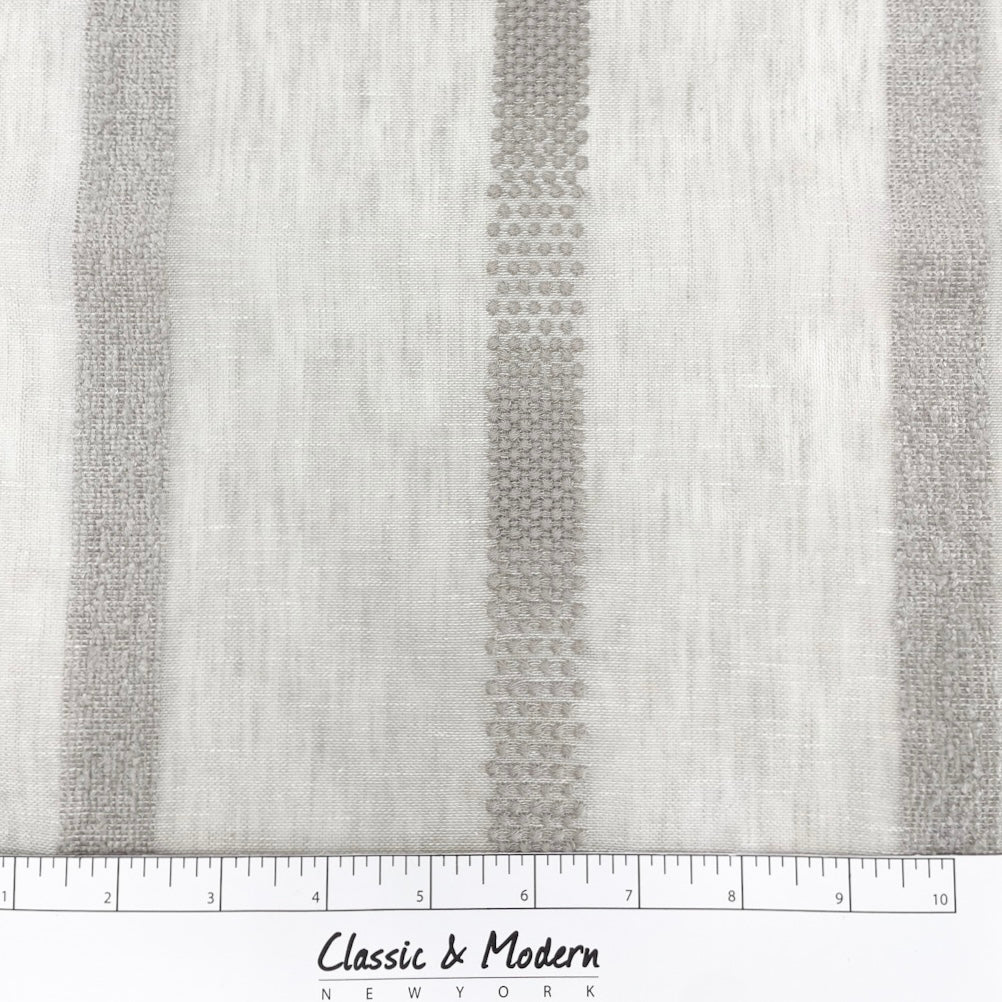 Dot and Texture Stripe Embroidery Blend Sheer Linen Flat Roman Shade, CL1118