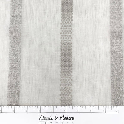 Dot and Texture Stripe Embroidery Blend Sheer Linen Flat Roman Shade, CL1118