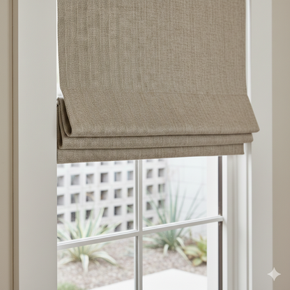 Herringbone Pattern 100% Natural Linen Flat Custom Farmhouse Modern Roman Shade, CL1047