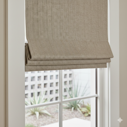 Herringbone Pattern 100% Natural Linen Flat Custom Farmhouse Modern Roman Shade, CL1047
