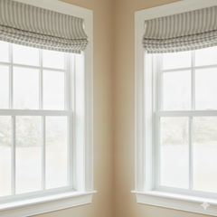 Beige and Tan 100% Striped Linen Flat Roman Shade/CL1115