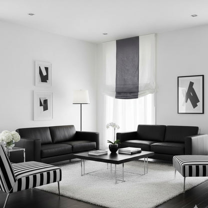 Dark Gray White 2 Color Combo Linen Relaxed Roman Shade/CL1010 - Classic & Modern Home