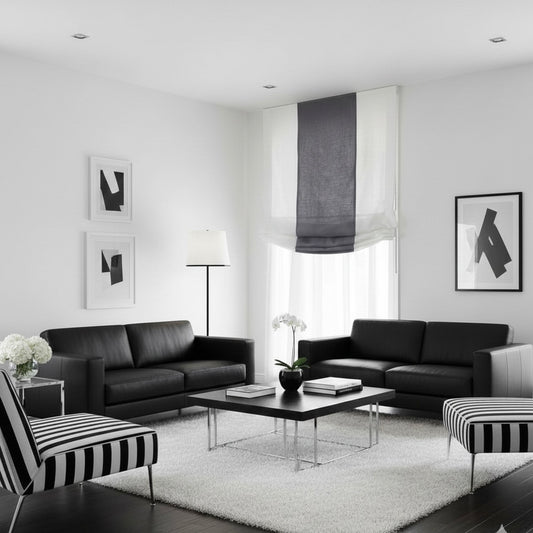 Dark Gray White 2 Color Combo Linen Relaxed Roman Shade/CL1010 - Classic & Modern Home