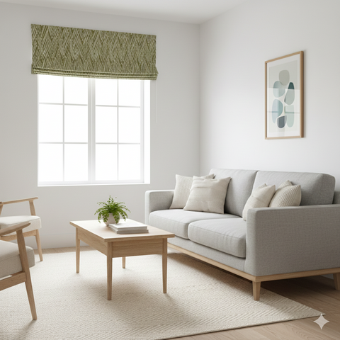 Wide Thin Striped 100% Linen Custom Made Flat Roman Shade/CL1003