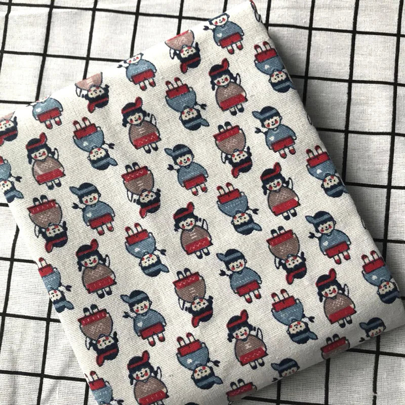 Premium Printed Linen Cotton Blend Fabrics for Sewing, Embroidery, and Home Decor, CA1002