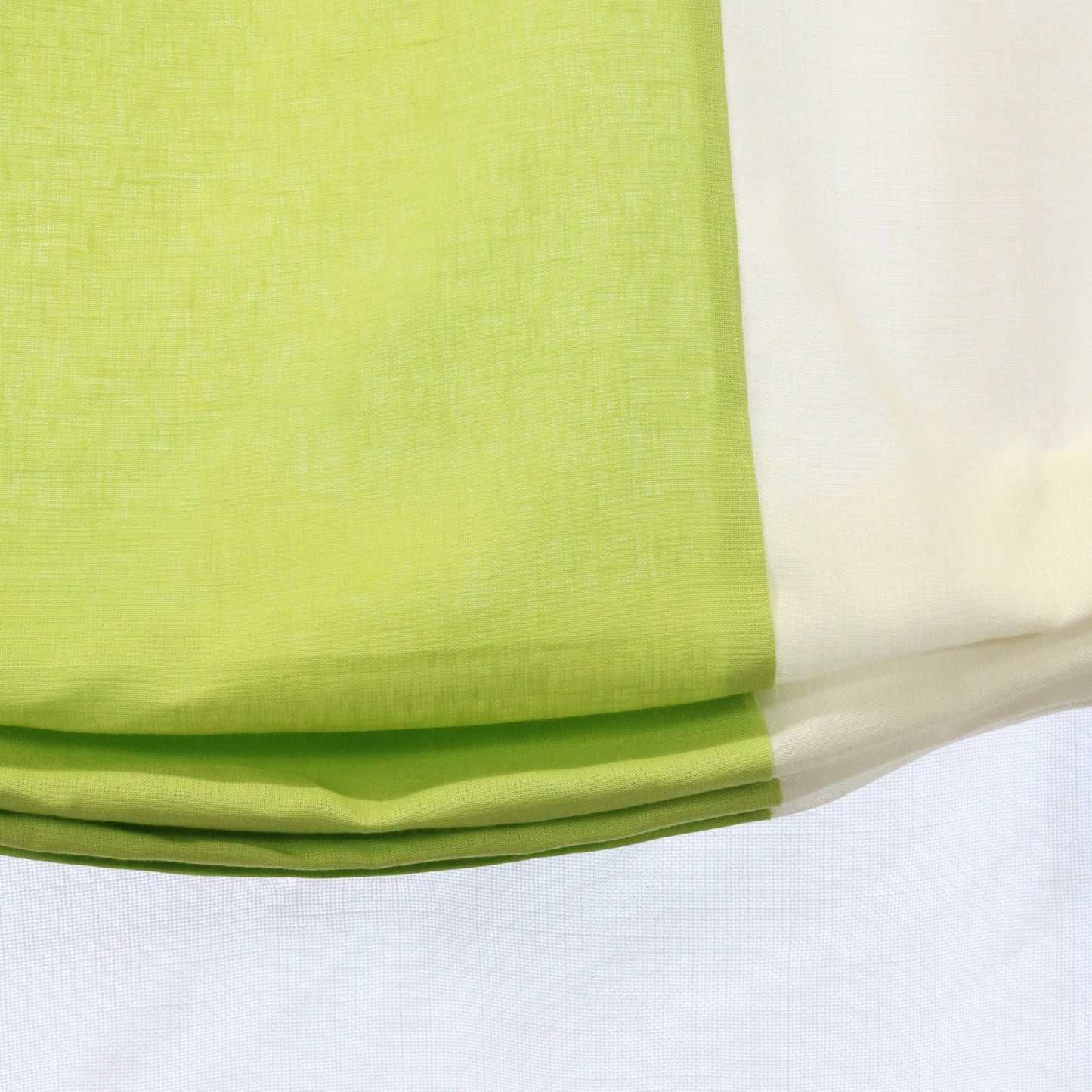 Green & White Two-Tone Natural Linen Relaxed Roman Shade, CL1010