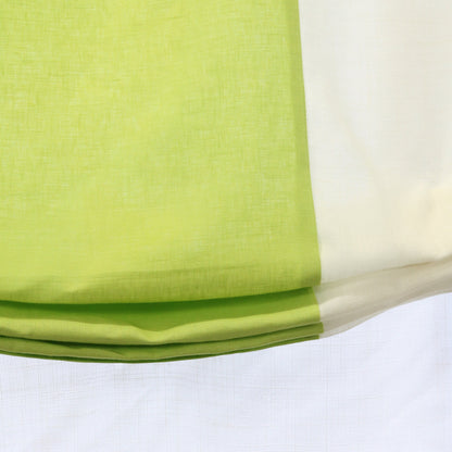 Green & White Two-Tone Natural Linen Relaxed Roman Shade, CL1010