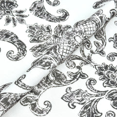 French Floral Damask Digital Print Faux Linen Fabric / 110" Width / CL1091