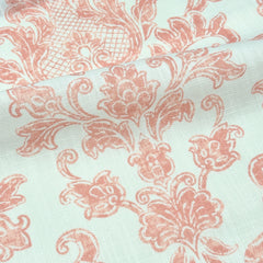 French Floral Damask Digital Print Faux Linen Fabric / 110" Width / CL1091