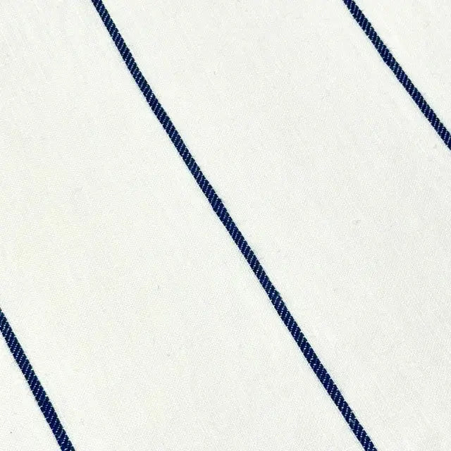 Light Green Wide Thin Striped 100% Linen Custom Made Flat Roman Shade, CL1003