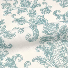 French Floral Damask Digital Print Faux Linen Fabric / 110" Width / CL1091