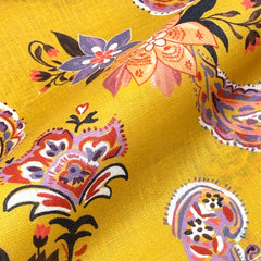 Paisley Floral Handkerchief Light Weight 100% Linen Fabric By The Yard/57" Width/CL1107