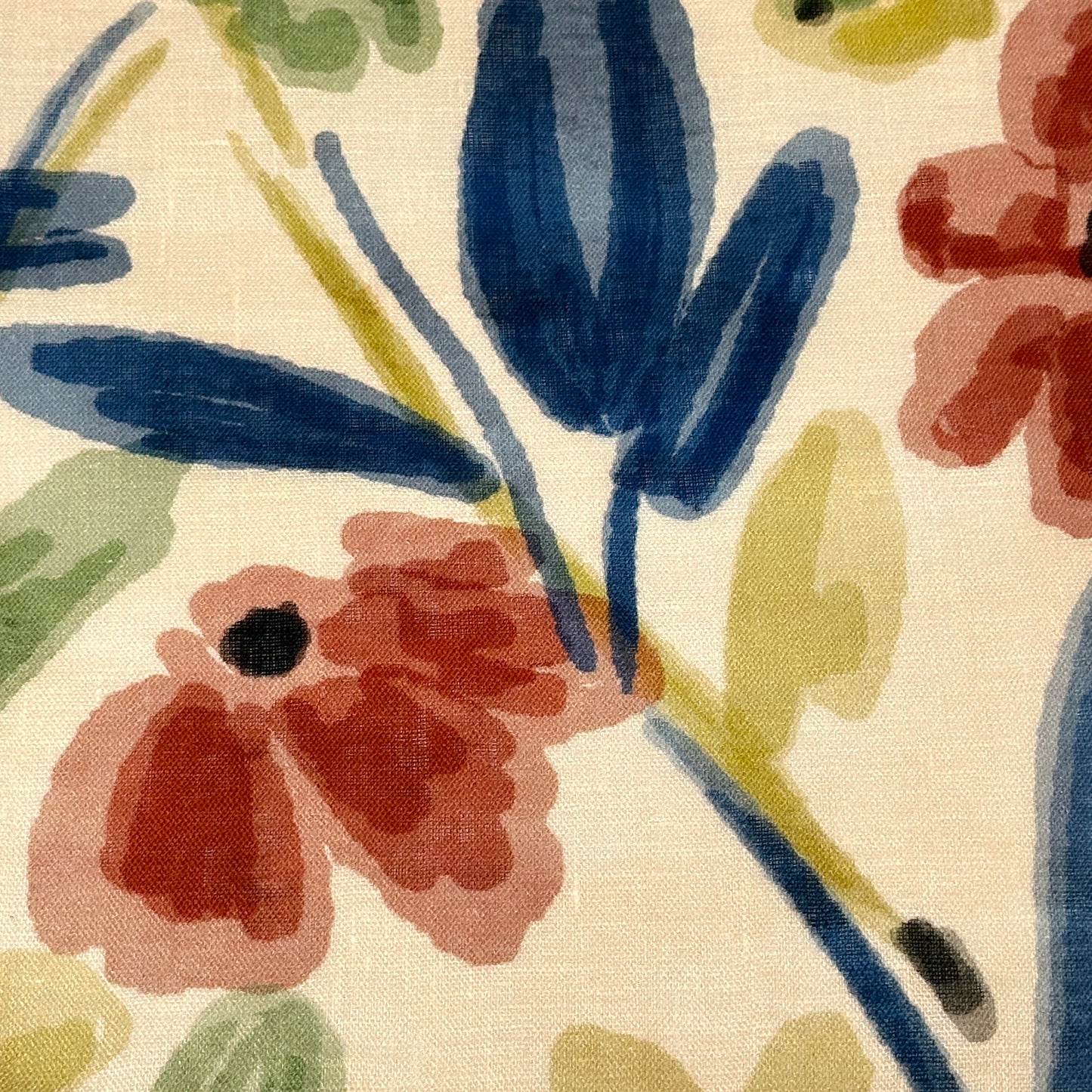 Aqua Floral Handkerchief Lightweight 100% Linen Flat Roman Shade, CL1110