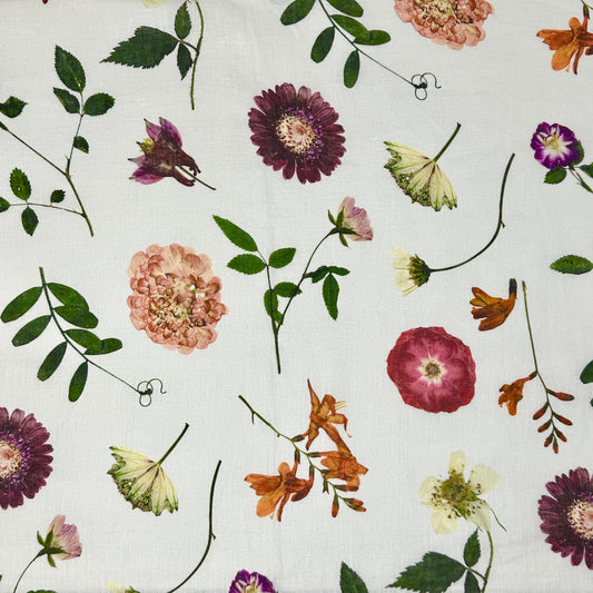 Floral Plants Handkerchief Light Weight 100% Linen Fabric By The Yard, 58"Width, CL1109