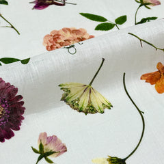 Floral Plants Handkerchief Light Weight 100% Linen Fabric By The Yard/58" Width/CL1109