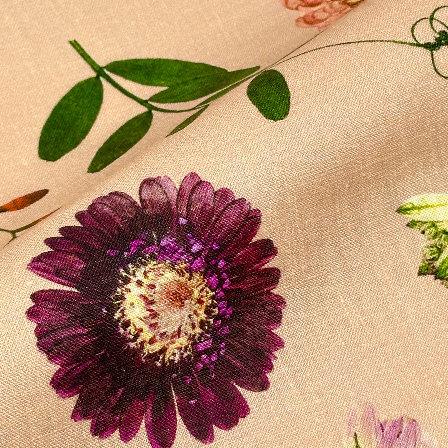 Floral Plants Handkerchief Light Weight 100% Linen Fabric By The Yard, 58"Width, CL1109