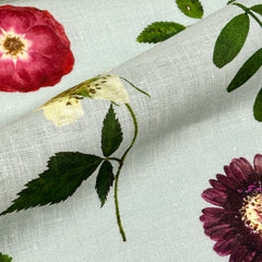 Floral Plants Handkerchief Light Weight 100% Linen Fabric By The Yard/58" Width/CL1109