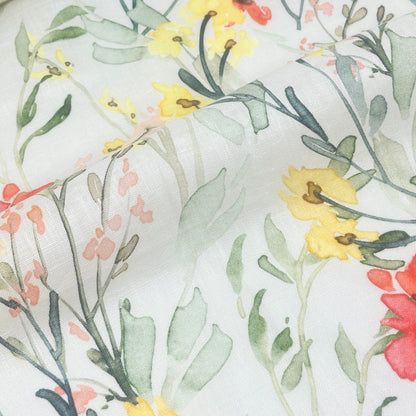 Water Color Floral Light Weight 100% Linen Relaxed Roman Shade, CL1117