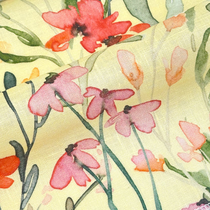 Water Color Floral Light Weight 100% Linen Relaxed Roman Shade, CL1117