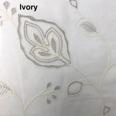 Embroidery Floral Ivory Linen Blend Flat Roman Shade/CL1011