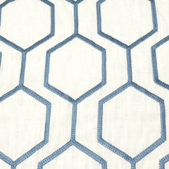 Geometric Embroidery Blue Linen Flat Roman Shade/CL1144