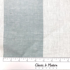 White Gray 100% Linen Wide Stripe Flat Roman Shade/CL1026
