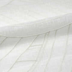 Wave Embroidery Geometric Blend Linen Sheer Fabric by the Yard / 54" Width / CL1136